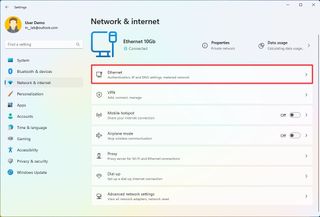 Ethernet settings