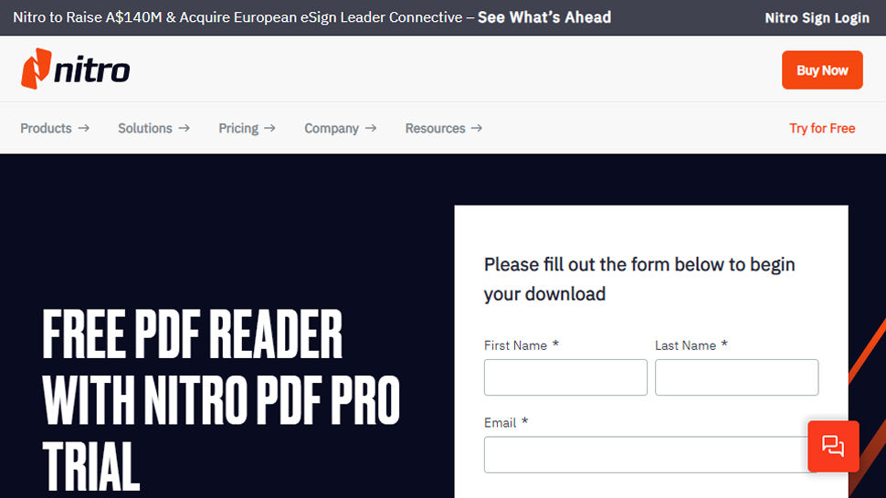 Website screenshot of Nitro Reader