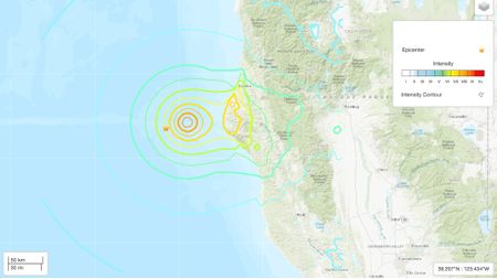 a map showing the location of an earthquake