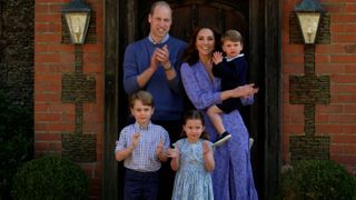 Prince William, Princess of Wales, Prince George, Princess Charlotte and Prince Louis clap for NHS carers as part of the BBC Children In Need and Comic Relief 'Big Night In at London on April 23, 2020