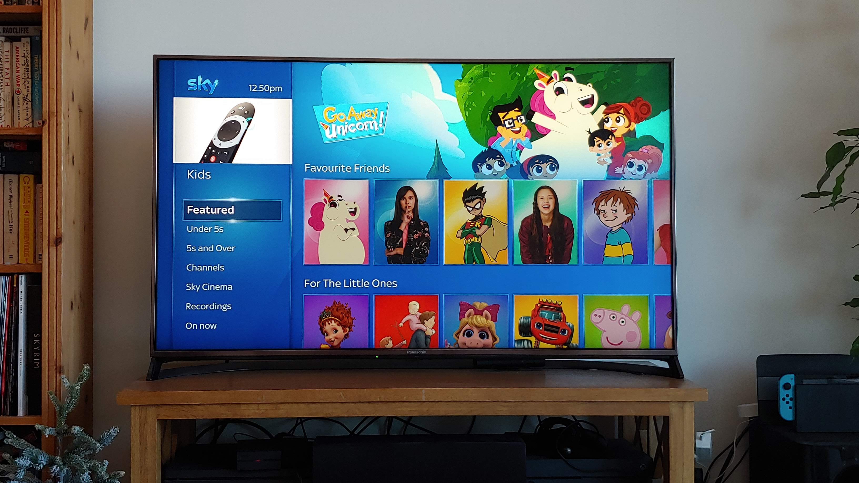 The sky q interface on a tv