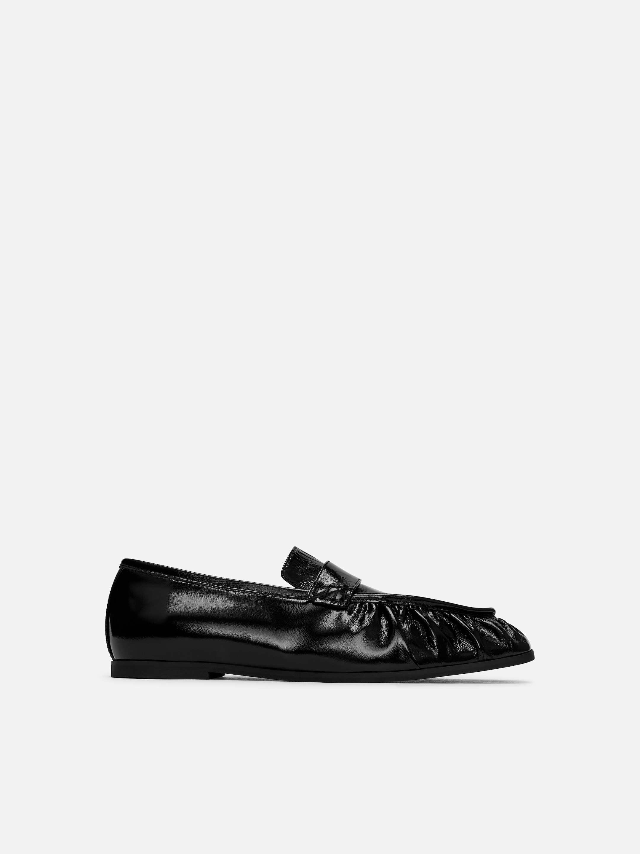 Lacquered Leather Loafers - Black