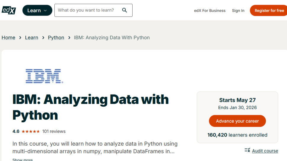 edX website screenshot (May 2025)