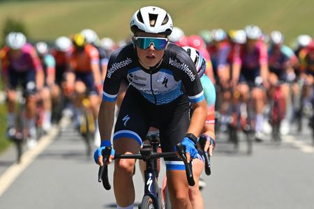 JENA GERMANY JUNE 25 Eline Jansen of The Netherlands and Volkerwessels Pro Cycling Team competes during the 36th Internationale LOTTO Thringen Ladies Tour 2024 Stage 1 a 1185km from Jena to Jena UCIWWT on June 25 2024 in Jena Germany Photo by Luc ClaessenGetty Images