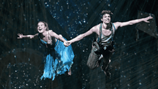 A shot of Wendy and Peter Pan on stage