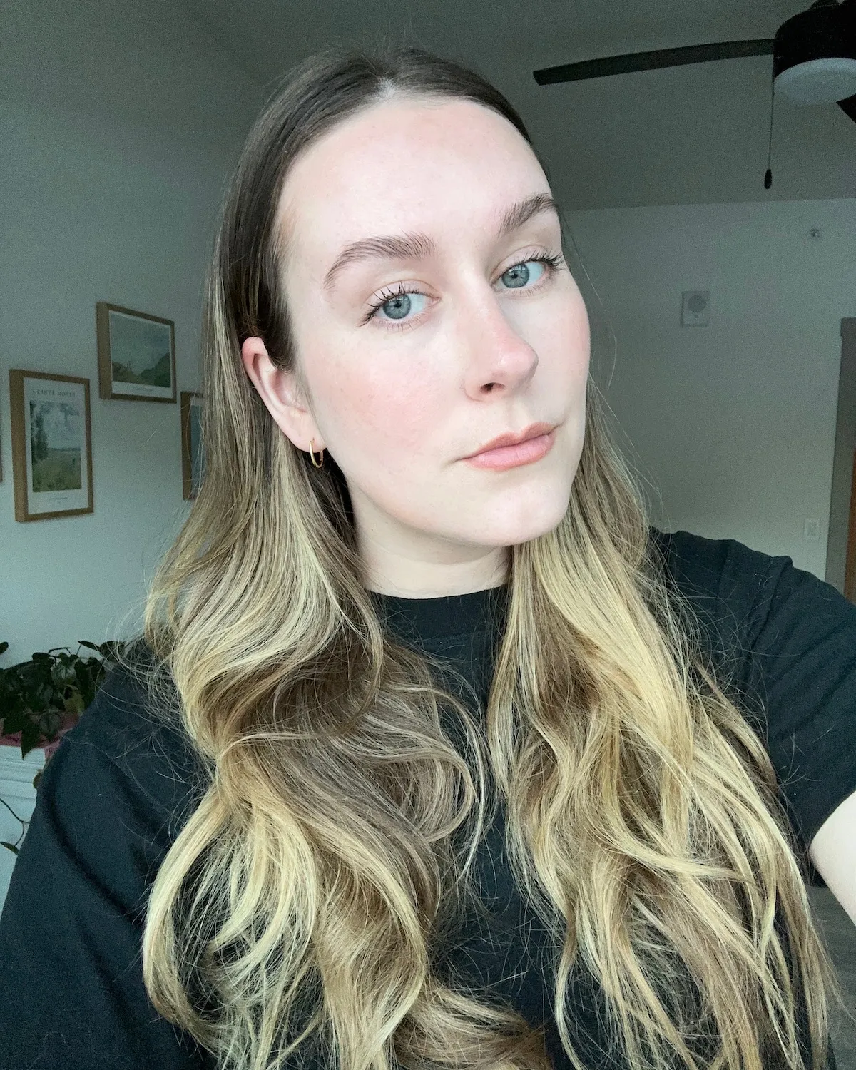 WWW beauty editor Kaitlyn McLintock wearing the Rhode Peptide Lip Shape.
