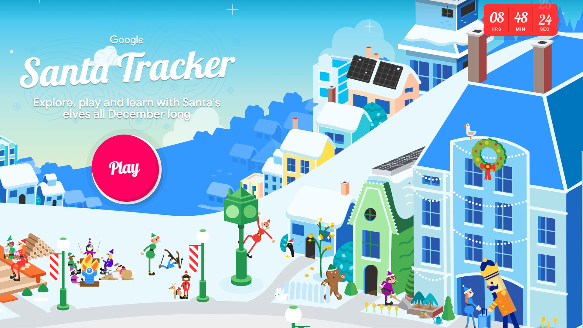 Google's Santa tracker homepage