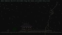 An ASCII animated real-time weather show forms the terminal backdrop