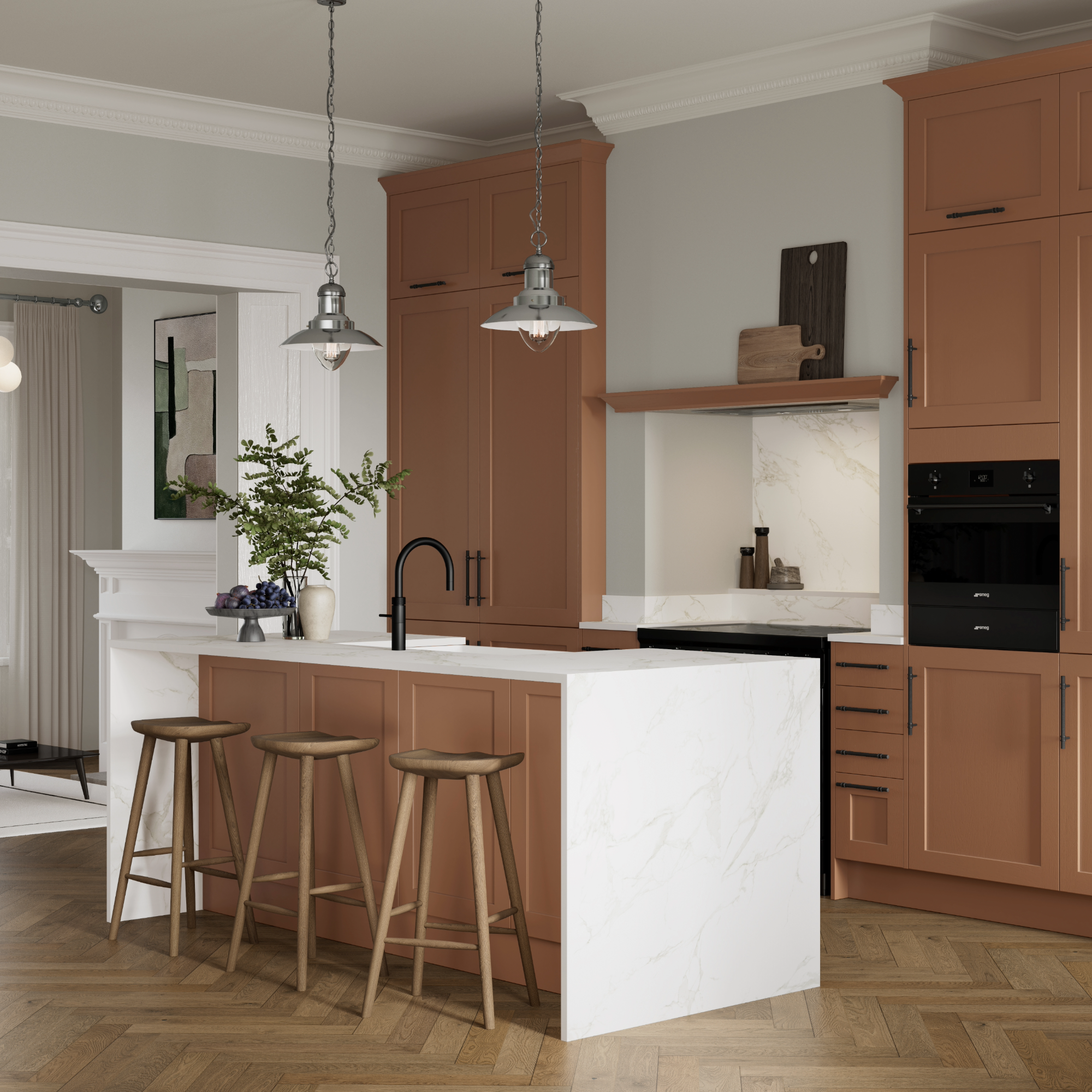 Wickes Whitworth kitchen in Terracotta