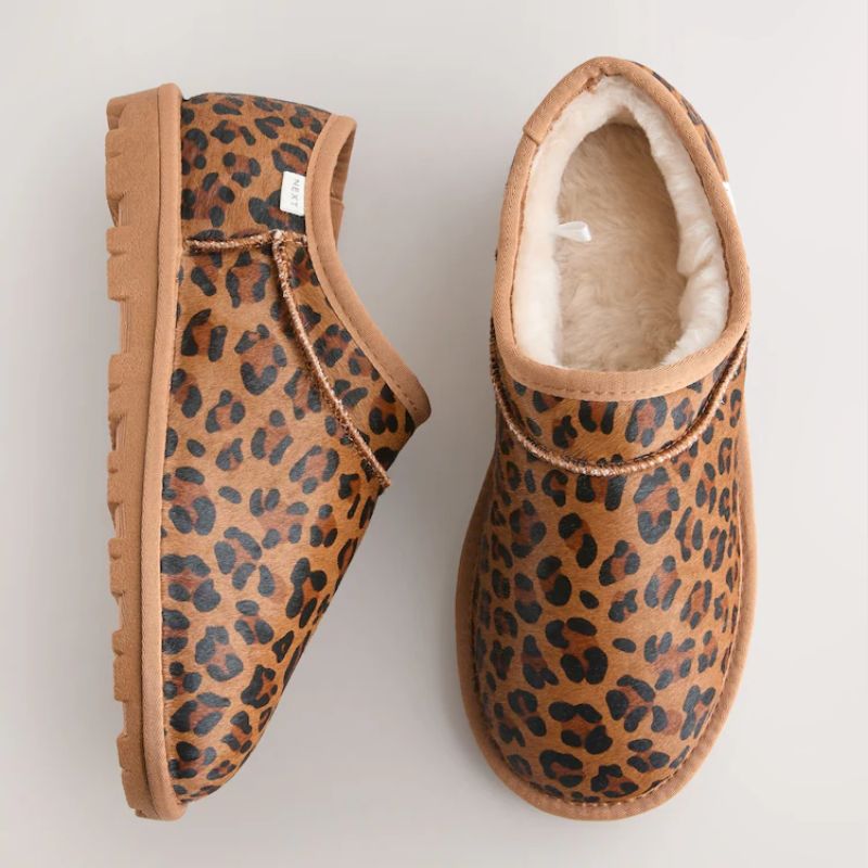 leopard print, UGG lookalike slippers from Next