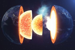 A graphic showing the layers of the Earth sperated out 