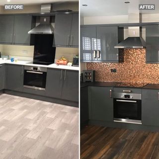 before and after makeover of kitchen pennies