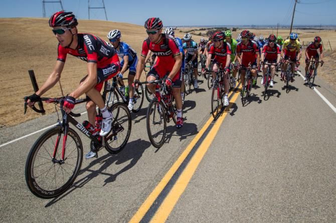 Michael Schar (BMC) pulling for the team.