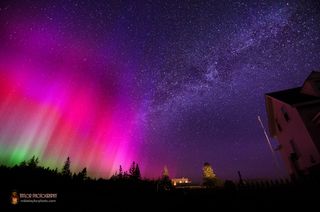Aurora Borealis and Milky Way Over Pemaquid Point Lighthouse