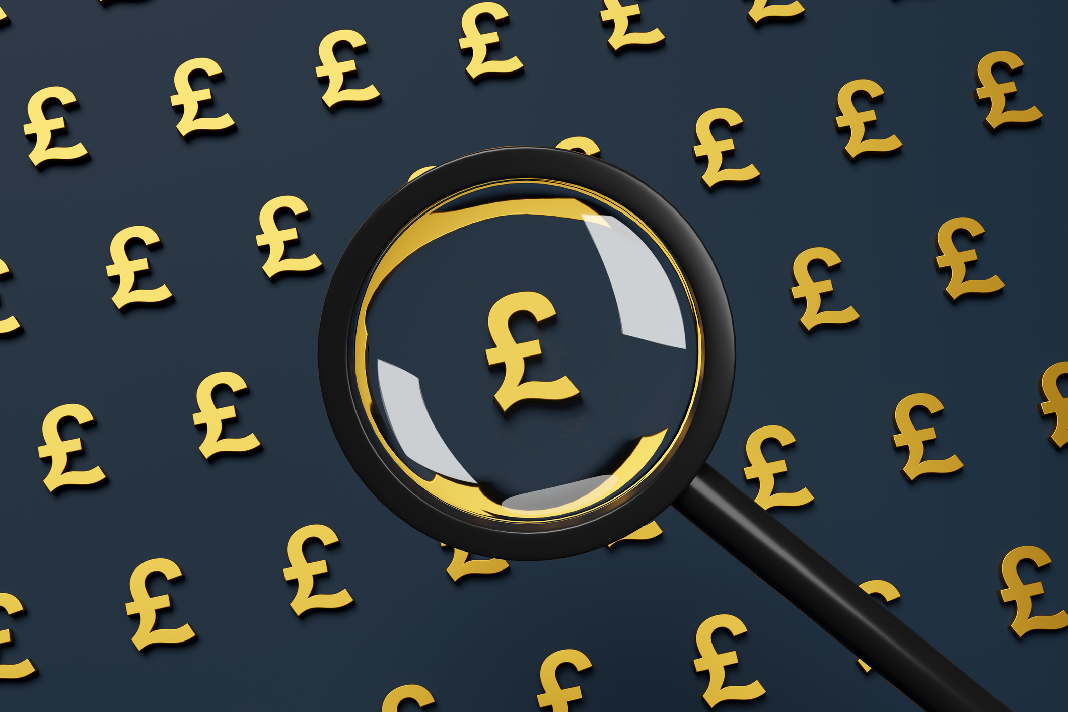 Pound sign seen through a magnifying glass