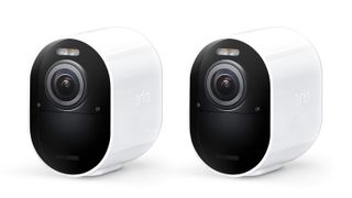 Arlo Ultra 4K cameras on white background