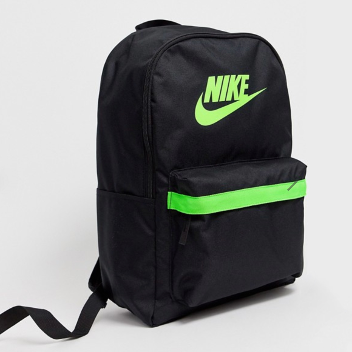 neon green and black nike backpack