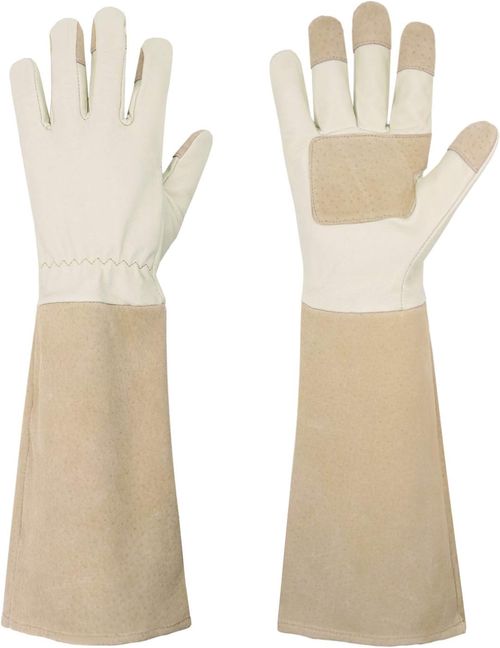 Long Neutral Gardening Gloves