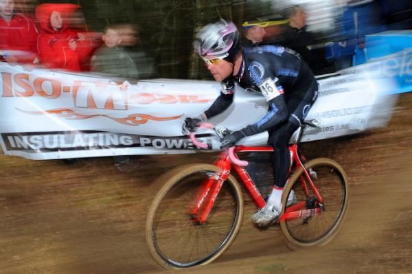 Jon Page stands up for a little extra power to the pedals.