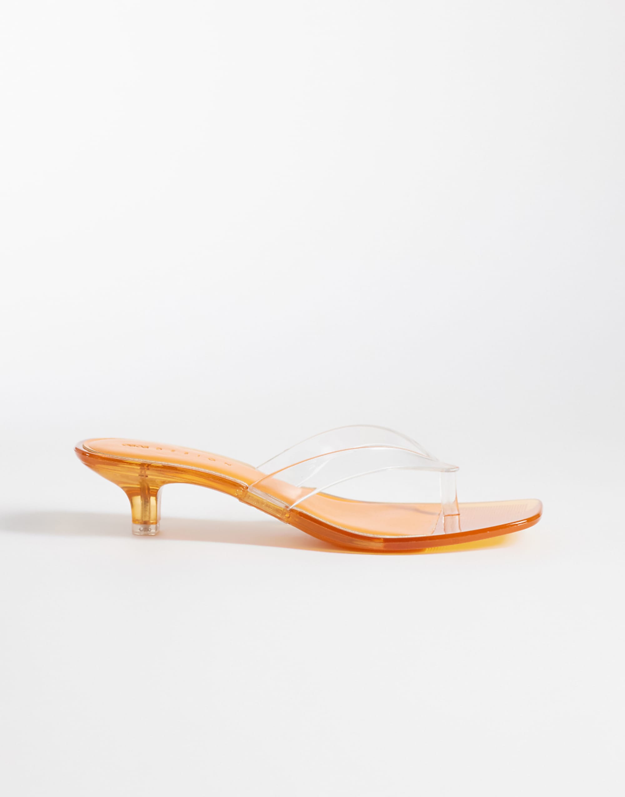 Asos Design Holiday Jelly Kitten Heel Toe Thongs in Orange