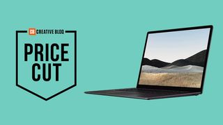 The Surface Laptop 4 on a green background