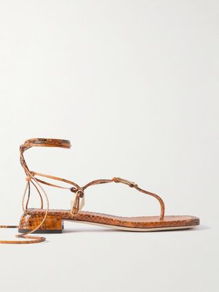 Onyxia Embellished Snake-Effect Leather Sandals