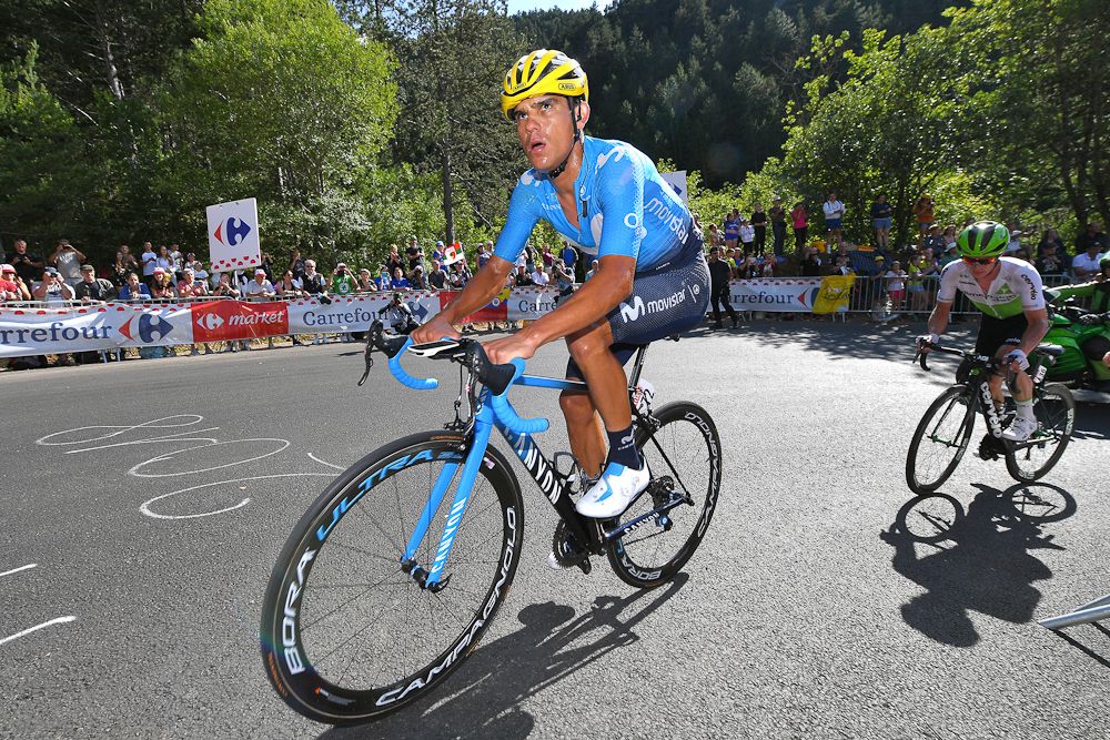 Andrey Amador rides in the breakaway during stage 14 at the Tour de France