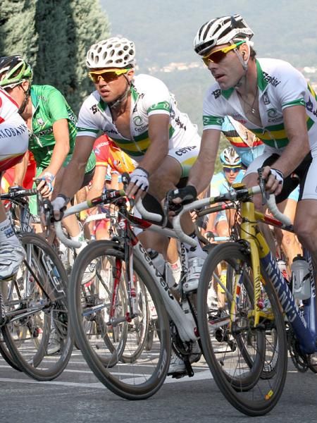 Australians Simon Gerrans and Cadel Evans, l-r