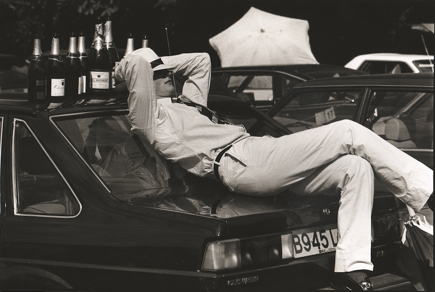 Charles Stanhope lounging on a car boot at Henley Royal Regatta in 1985