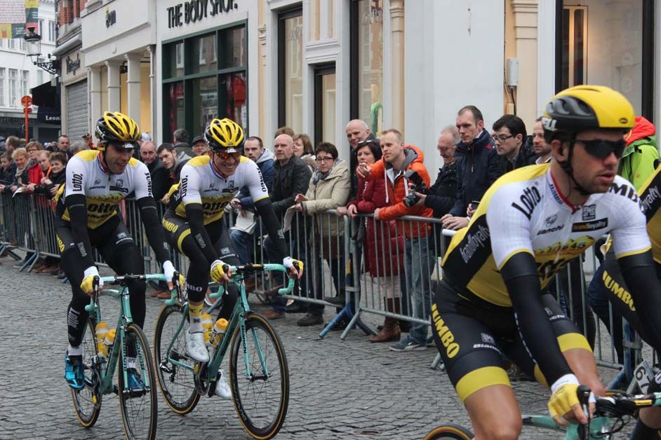 A relaxed looking Sep Vanmarcke with his team