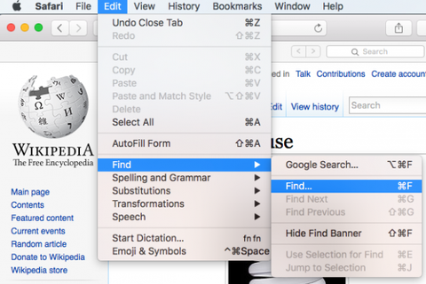 how do you search for a certain word on a webpage mac