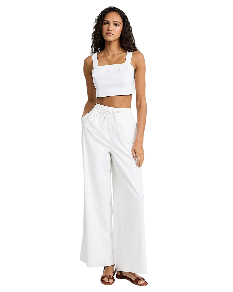 Express, Linen-Blend High Waisted Wide Leg Pull On Pant