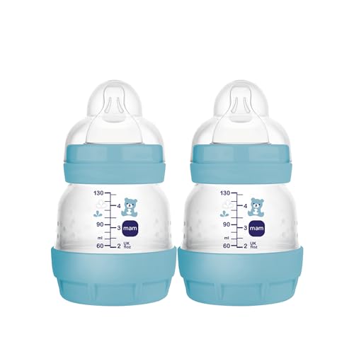 Mam Easy Start Anti-Colic Baby Bottles, Extra Slow Flow, Breastfeeding-Like Silicone Nipple Bottle, Reduces Colic, Gas, & Reflux, Easy-To-Clean, Bpa-Free, Vented Baby Bottles for Newborns, 0-3 Months