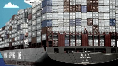 A container ship.