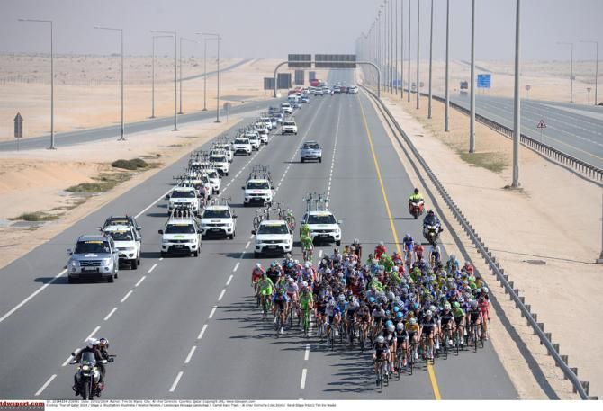 Almost as many support cars as there are riders