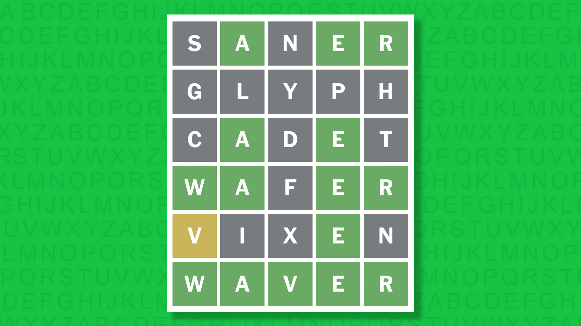 NYT Wordle answer for game 1790 on a green background