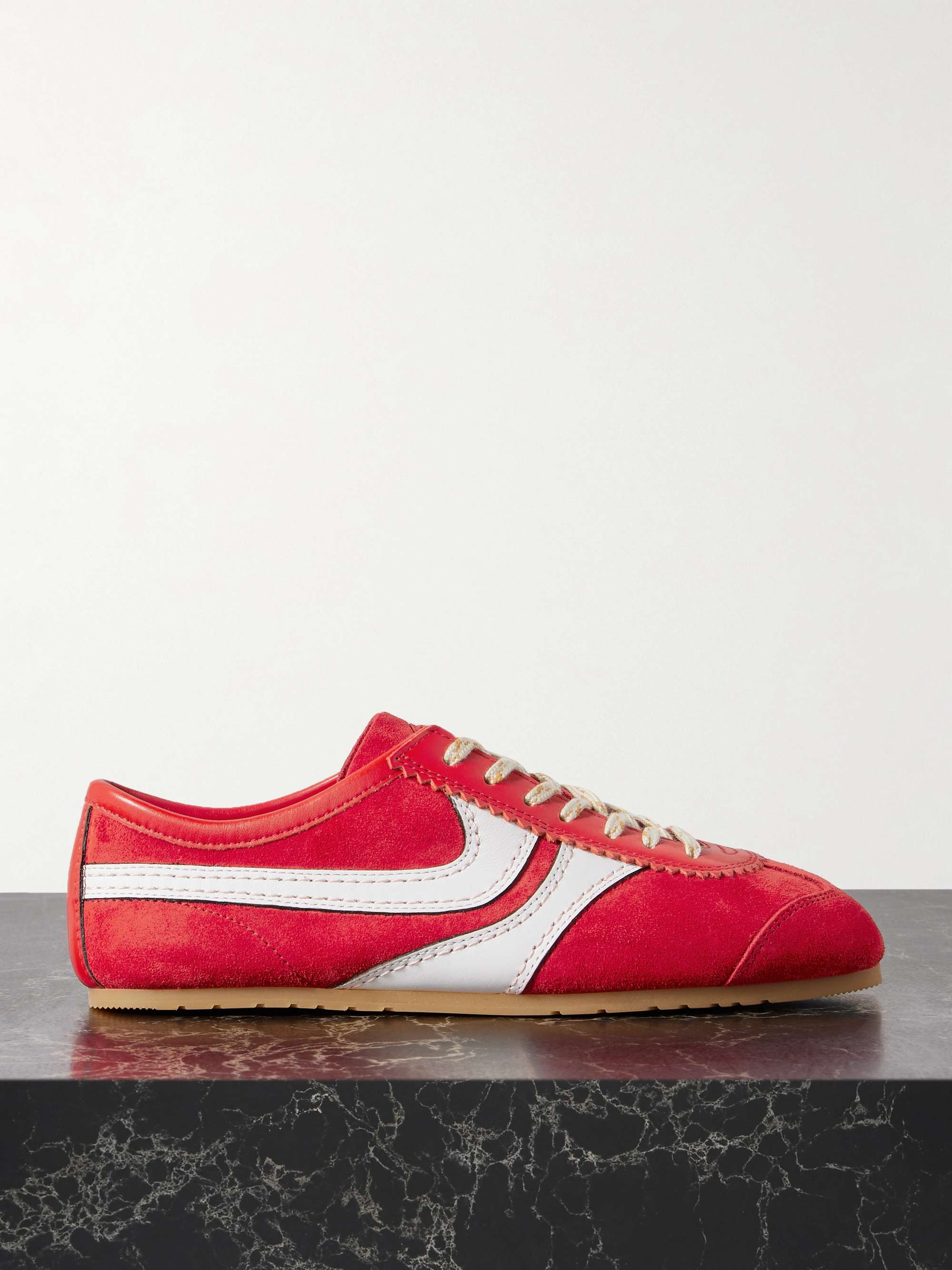 Leather-Trimmed Suede Sneakers