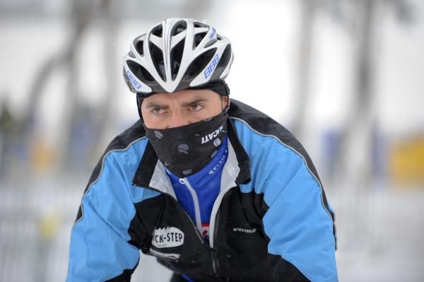 Kevin Hulsmans was bundled up in the icy conditions in Mol