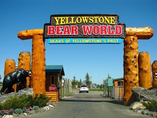 The entrance and admission gate to Yellowstone Bear World in Rexburg, Idaho