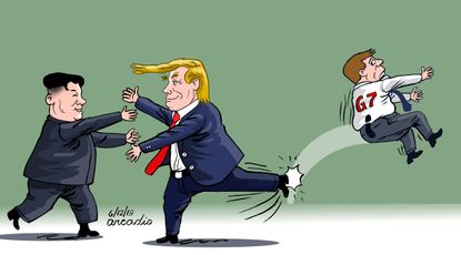 Political cartoon U.S. Kim Jong Un Trump North Korea Singapore nuclear summit