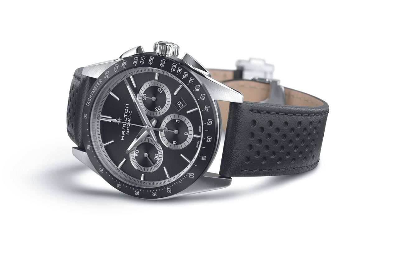 The Hamilton Jazzmaster Performer Chrono on a white background