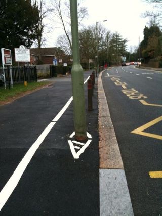 Cycle lane, Epsom Road, Leatherhead