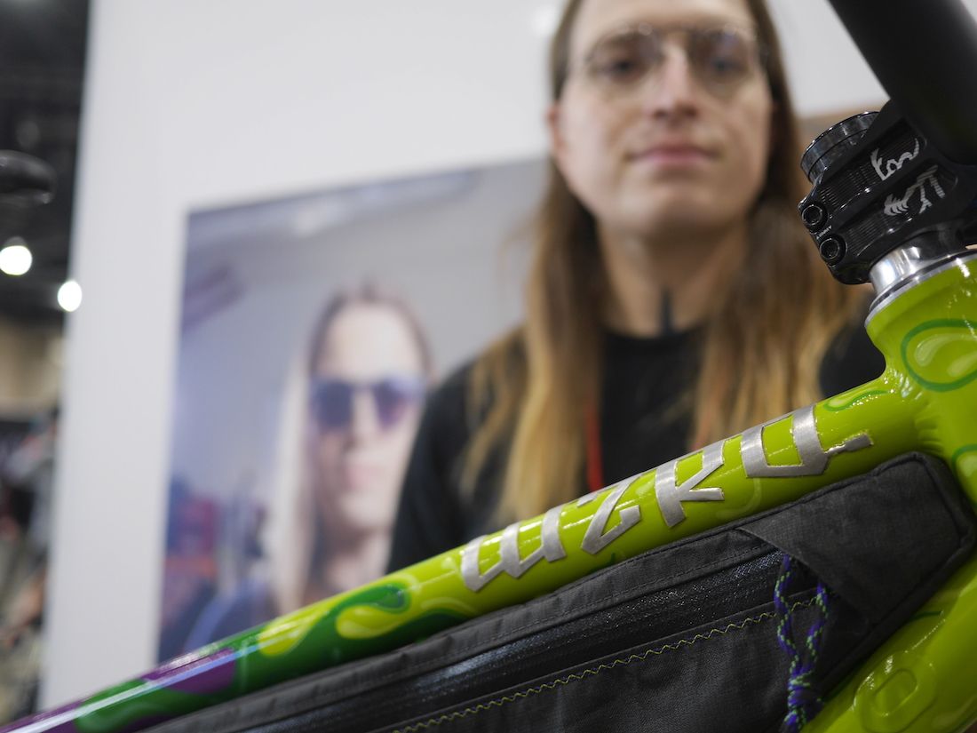 Em Karau showcases their build at the Philly Bike Expo
