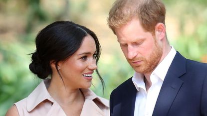 Prince Harry, Duke of Sussex and Meghan, Duchess of Sussex attend a Creative Industries and Business Reception on October 02, 2019 in Johannesburg, South Africa.