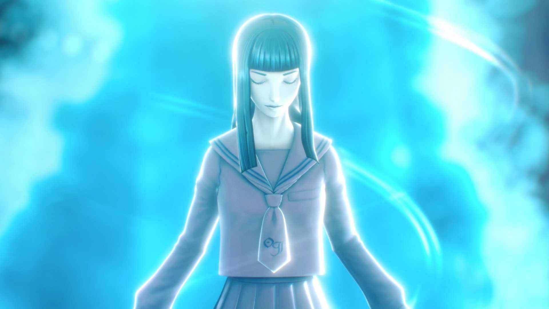 Kaya glowing blue in Raidou Remastered: The Mystery of the Soulless Army