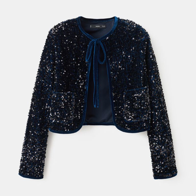 Mango, Velvet Jacket with Sequins and Bow