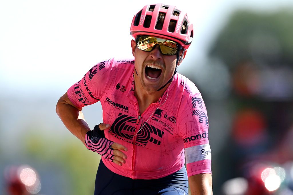 CORDOBA SPAIN AUGUST 26 Magnus Cort Nielsen of Denmark and Team EF Education Nippo celebrates winning during the 76th Tour of Spain 2021 Stage 12 a 175 km stage from Jan to Crdoba lavuelta LaVuelta21 on August 26 2021 in Cordoba Spain Photo by Stuart FranklinGetty Images