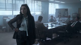 Juliana Aidén Martinez as June in the squad room in Griselda
