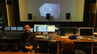 Luis del Toro in a Dolby mixing studio