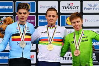 Mathieu van der Poel takes centre stage in the rainbow jersey